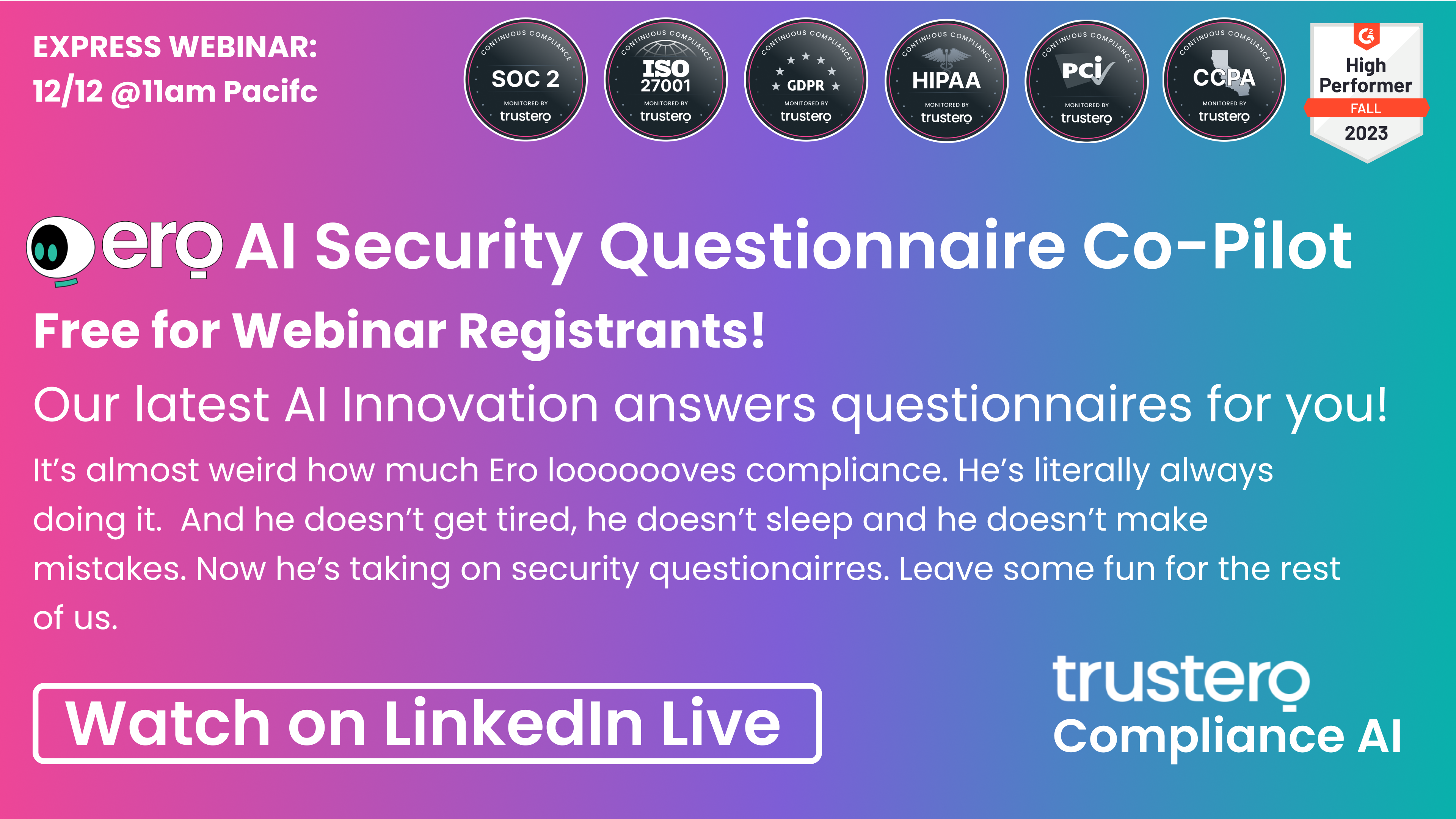 LinkedIn Event Banner - Security Questionaires